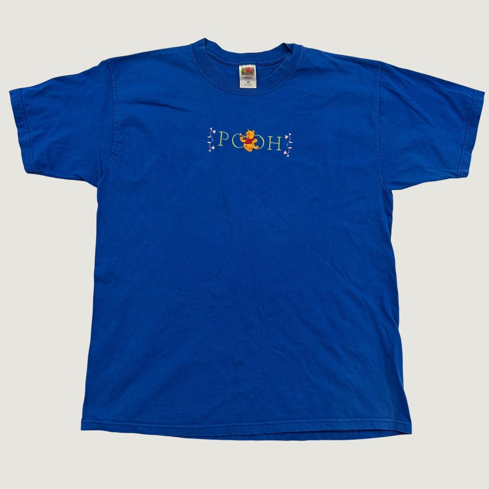 Vintage Fruit of the Loom Winnie the Pooh Embroidered Blue T-Shirt XL Disney